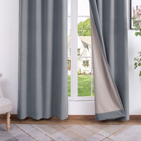 223 extralanger 100 % verdunkelnder Samtvorhang, 280 g/m² leichter Polyester, mit Ösen, 1 Paneel