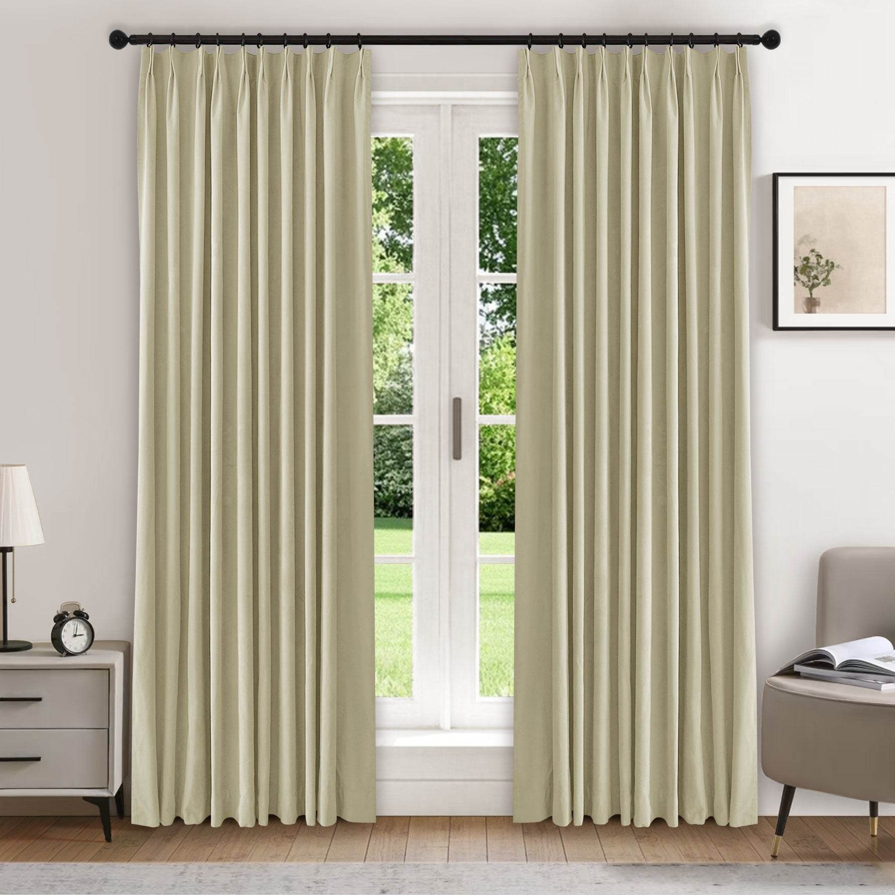 223 Premium 100% Blackout Velvet Drape 280gsm Pinch Pleat - Cololeaf