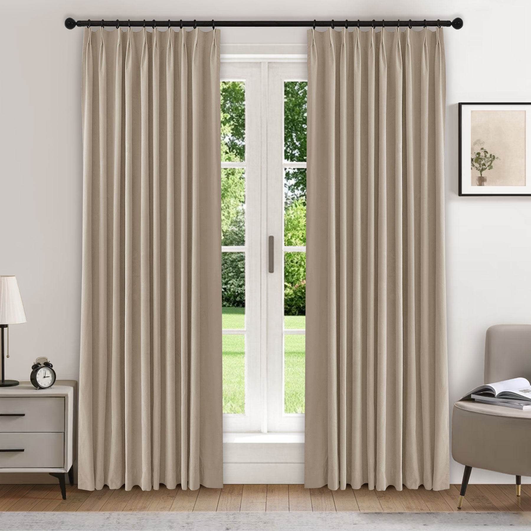 223 Premium 100% Blackout Velvet Drape 280gsm Pinch Pleat - Cololeaf