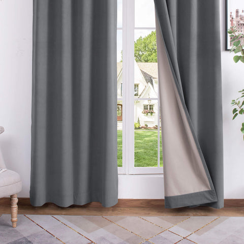 223 extralanger 100 % verdunkelnder Samtvorhang, 280 g/m² leichter Polyester, mit Ösen, 1 Paneel