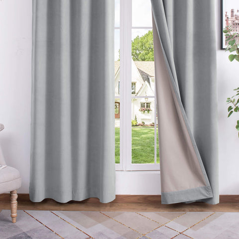 223 extralanger 100 % verdunkelnder Samtvorhang, 280 g/m² leichter Polyester, mit Ösen, 1 Paneel