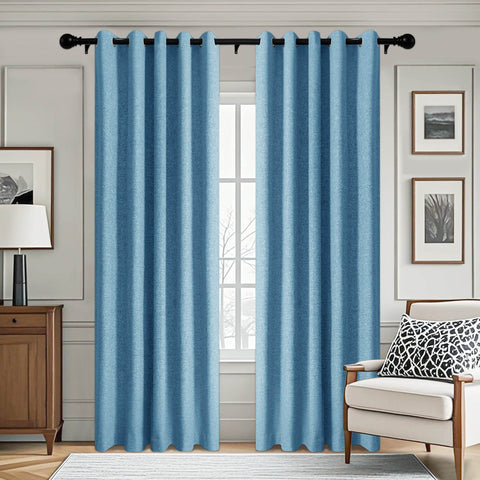 3009 Custom Made 100% Blackout Linen Blend Curtain Grommet & 4 IN 1 - Cololeaf