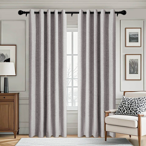 3009 Custom Made 100% Blackout Linen Blend Curtain Grommet & 4 IN 1 - Cololeaf