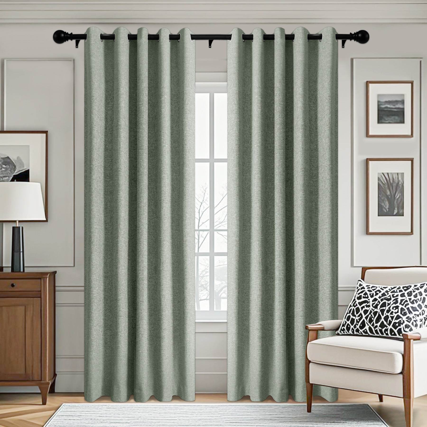 3009 Custom Made 100% Blackout Linen Blend Curtain Grommet & 4 IN 1 - Cololeaf