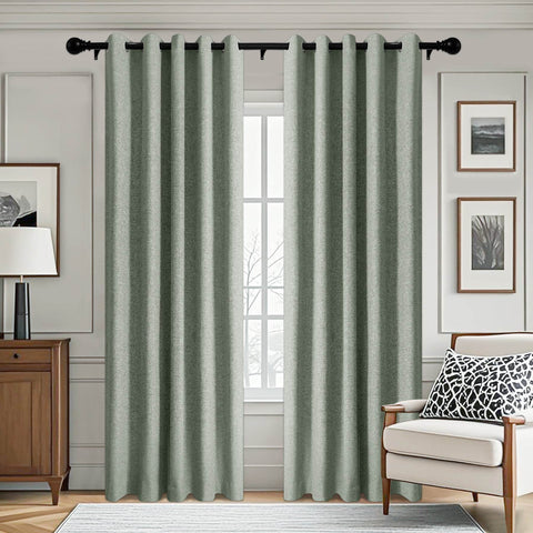 3009 Custom Made 100% Blackout Linen Blend Curtain Grommet & 4 IN 1 - Cololeaf
