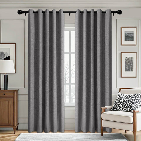 3009 Custom Made 100% Blackout Linen Blend Curtain Grommet & 4 IN 1 - Cololeaf