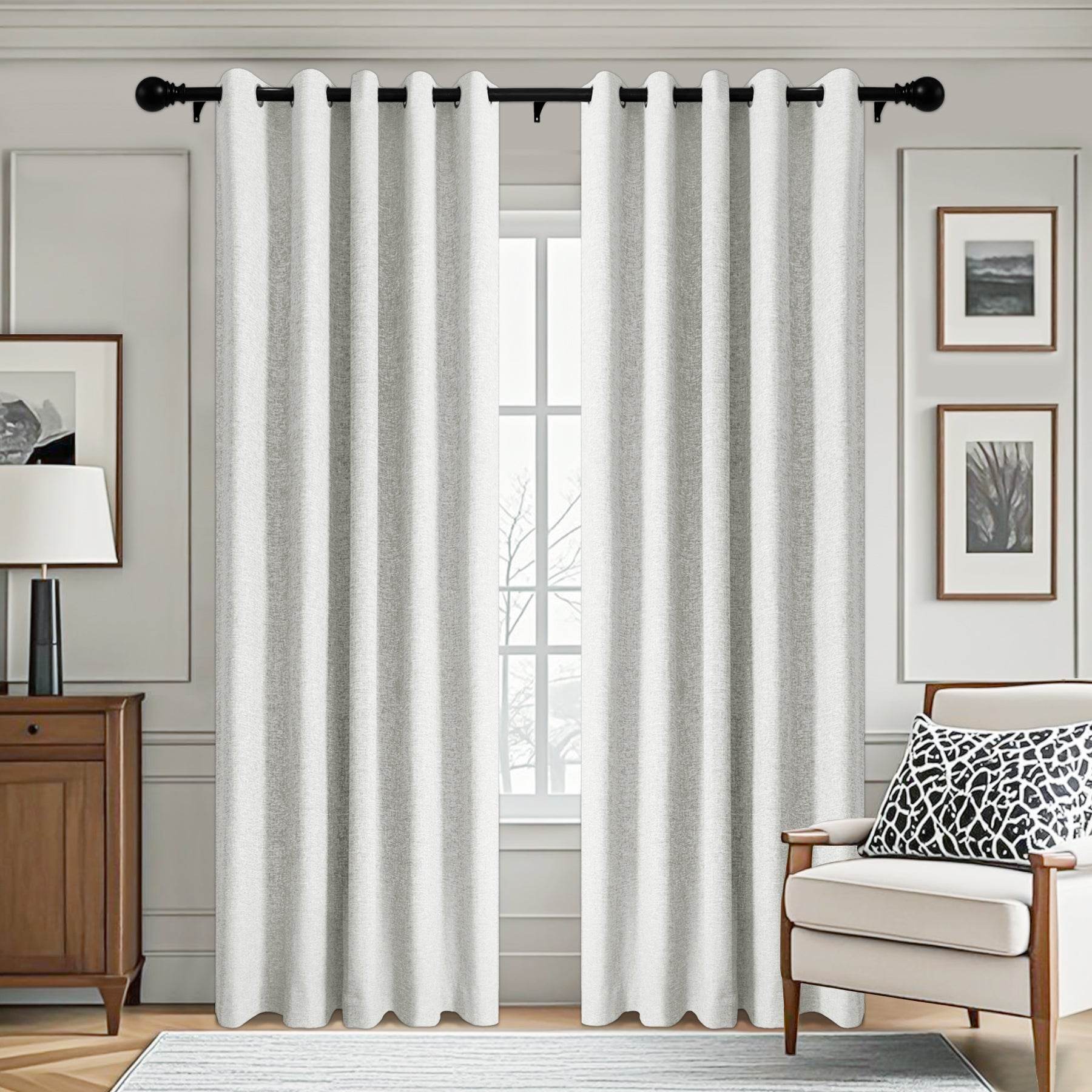 3009 Custom Made 100% Blackout Linen Blend Curtain Grommet & 4 IN 1 - Cololeaf
