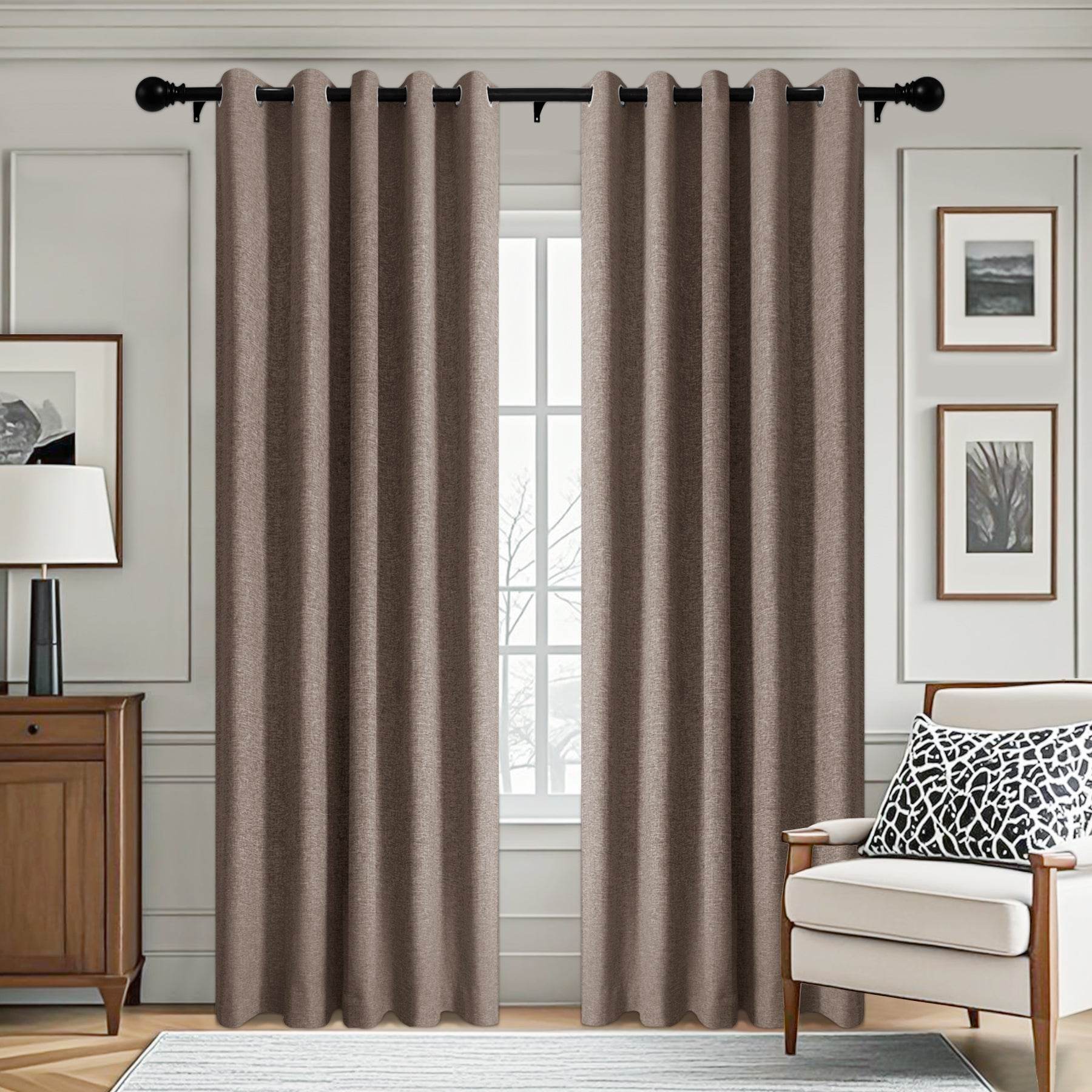3009 Custom Made 100% Blackout Linen Blend Curtain Grommet & 4 IN 1 - Cololeaf