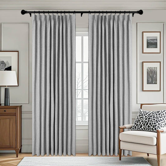 3009 Custom Made 100% Blackout Linen Blend Curtain Pinch Pleat - Cololeaf
