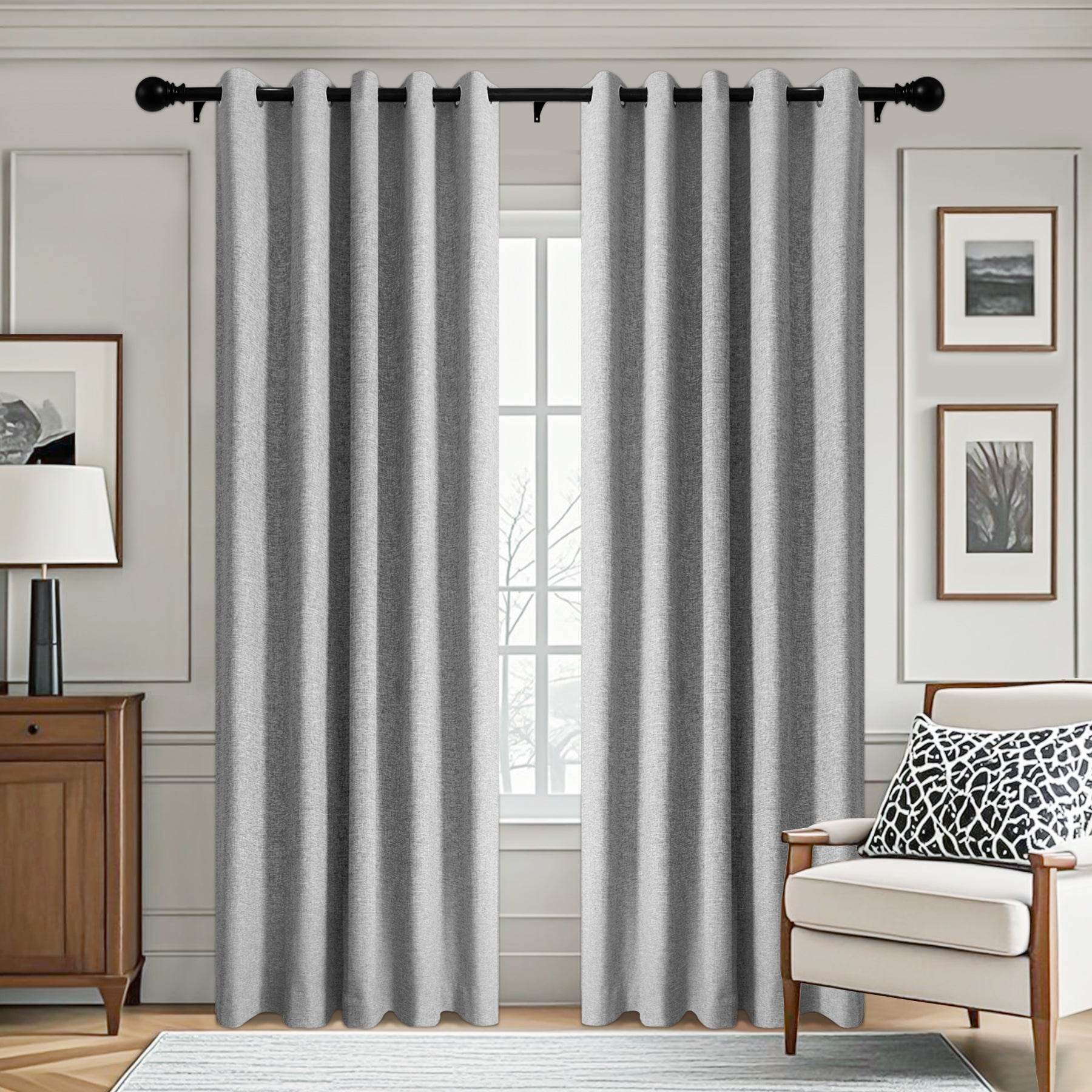 3009 Custom Made 100% Blackout Linen Blend Curtain Grommet & 4 IN 1 - Cololeaf