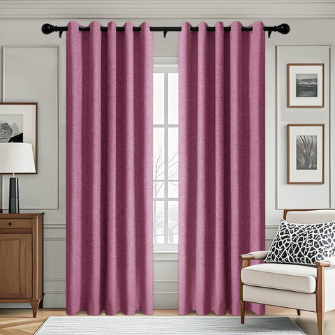 3009 Custom Made 100% Blackout Linen Blend Curtain Grommet & 4 IN 1 - Cololeaf