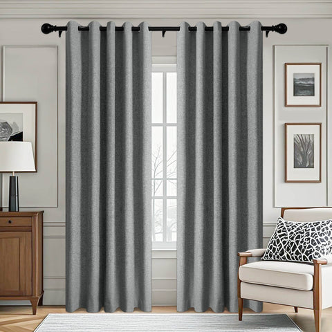 3009 Custom Made 100% Blackout Linen Blend Curtain Grommet & 4 IN 1 - Cololeaf