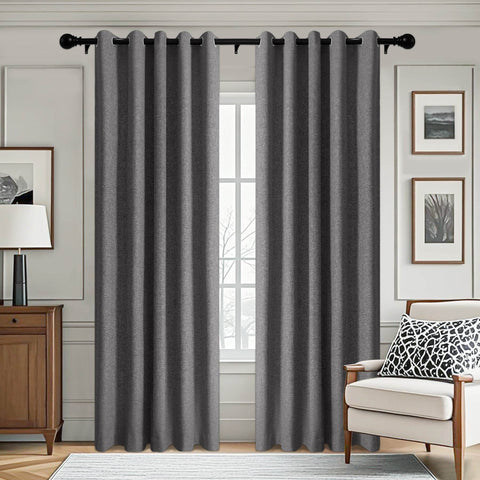 3009 Custom Made 100% Blackout Linen Blend Curtain Grommet & 4 IN 1 - Cololeaf