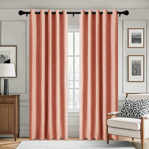 3009 Custom Made 100% Blackout Linen Blend Curtain Grommet & 4 IN 1 - Cololeaf
