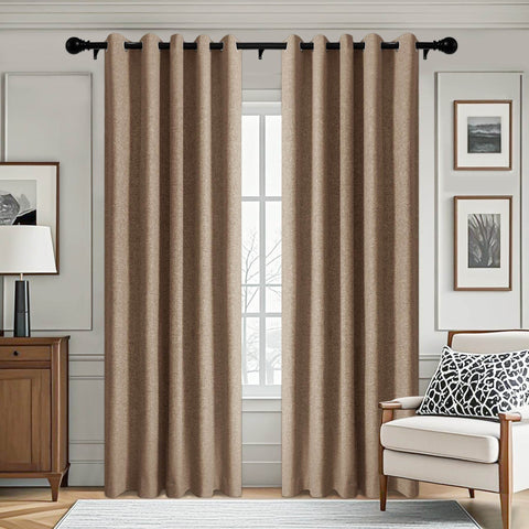 3009 Custom Made 100% Blackout Linen Blend Curtain Grommet & 4 IN 1 - Cololeaf