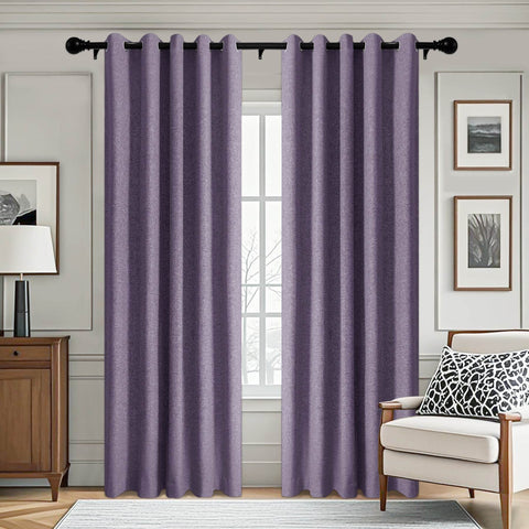 3009 Custom Made 100% Blackout Linen Blend Curtain Grommet & 4 IN 1 - Cololeaf