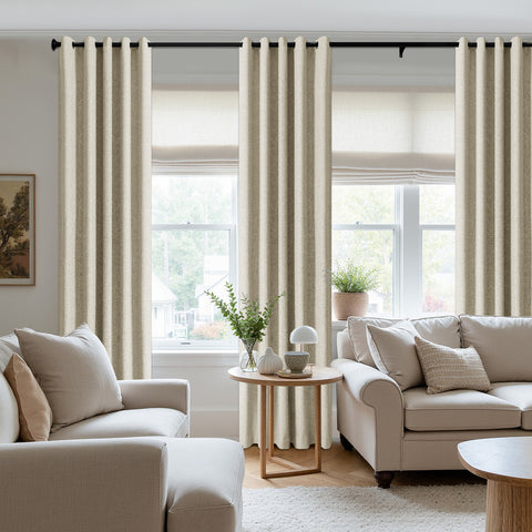 3009 Reversible 100% Blackout Linen Blend Curtain Grommet 1 Panel
