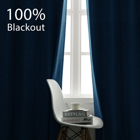 3009 Reversible 100% Blackout Linen Blend Curtain Grommet 1 Panel