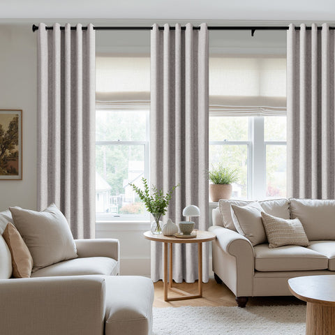 3009 Reversible 100% Blackout Linen Blend Curtain Grommet 1 Panel