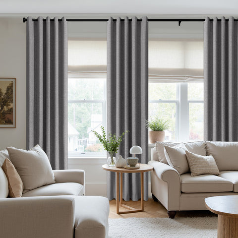 3009 Reversible 100% Blackout Linen Blend Curtain Grommet 1 Panel