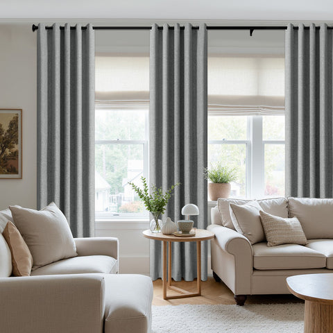 3009 Reversible 100% Blackout Linen Blend Curtain Grommet 1 Panel