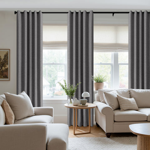 3009 Reversible 100% Blackout Linen Blend Curtain Grommet 1 Panel