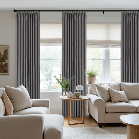 3009 Wendbarer Vorhang aus Leinenmischung, 100 % lichtdicht, Faltenband, 1 Paneel