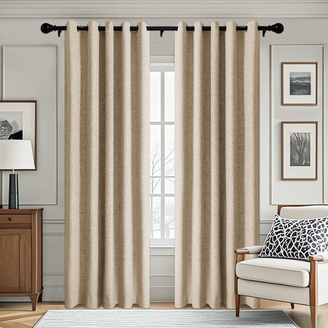 3009 Reversible 100% Blackout Linen Blend Curtain Grommet 1 Panel