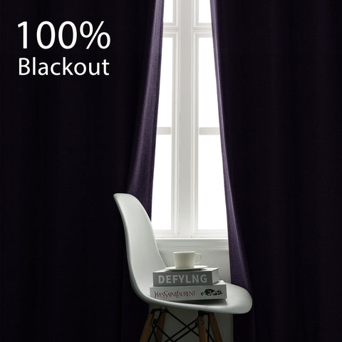 3009 Reversible 100% Blackout Linen Blend Curtain Grommet 1 Panel