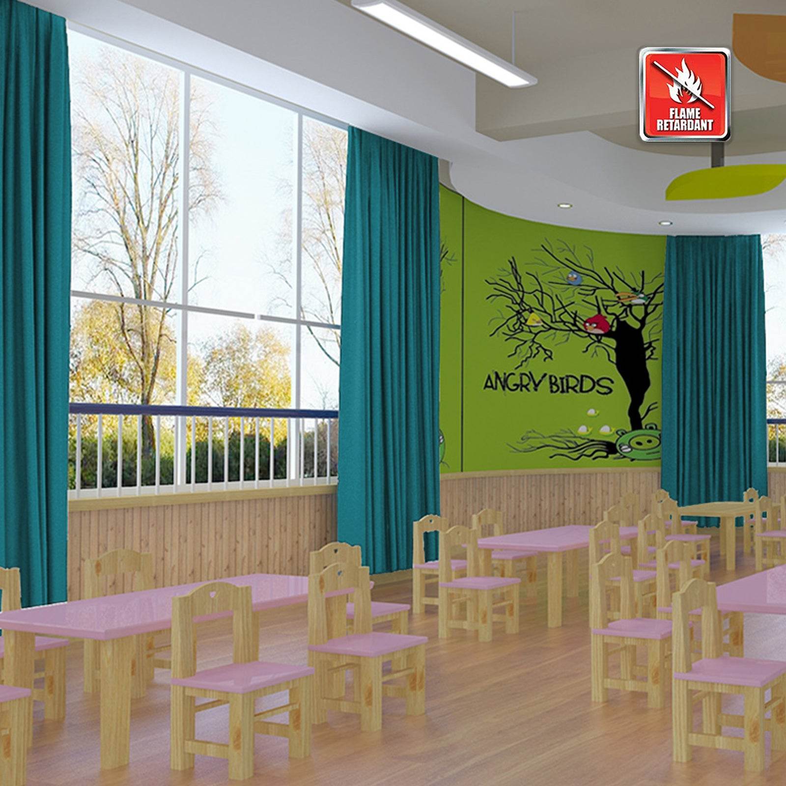 Regal Flame Retardant Fire Resistant Curtains Thermal Insulated Blackout for Office, Hotel, School Grommet - Cololeaf