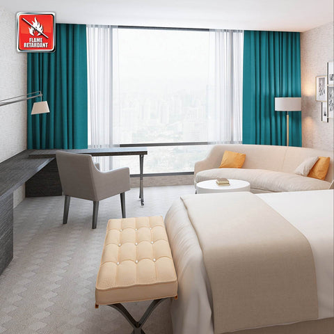 Regal Flame Retardant Fire Resistant Curtains Thermal Insulated Blackout for Office, Hotel, School Grommet - Cololeaf