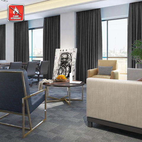 Regal Flame Retardant Fire Resistant Curtains Thermal Insulated Blackout for Office, Hotel, School Grommet - Cololeaf