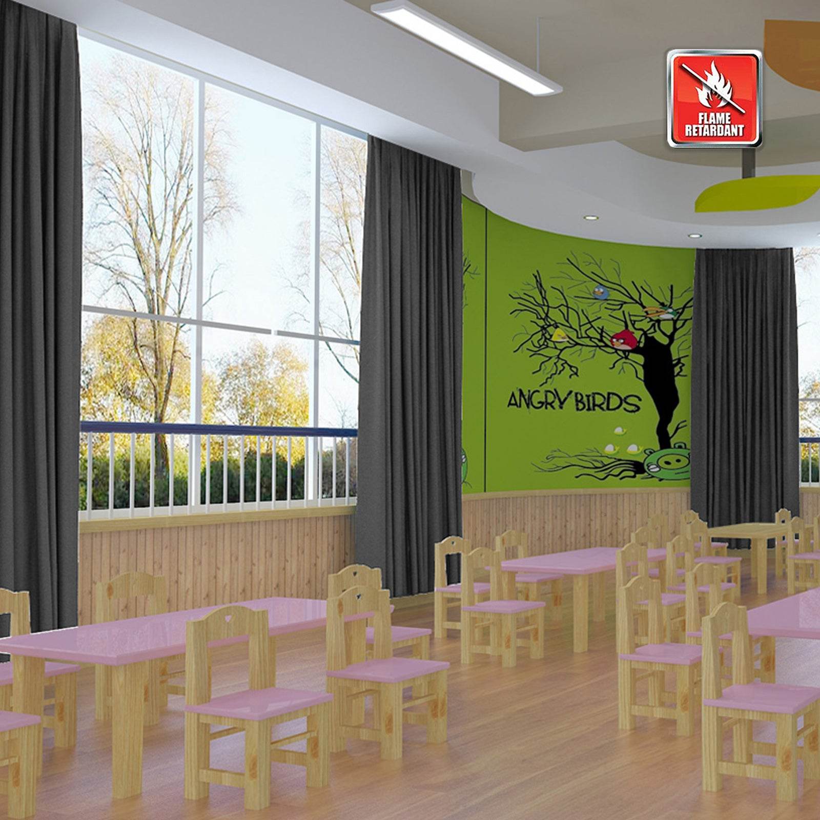 Regal Flame Retardant Fire Resistant Curtains Thermal Insulated Blackout for Office, Hotel, School Grommet - Cololeaf