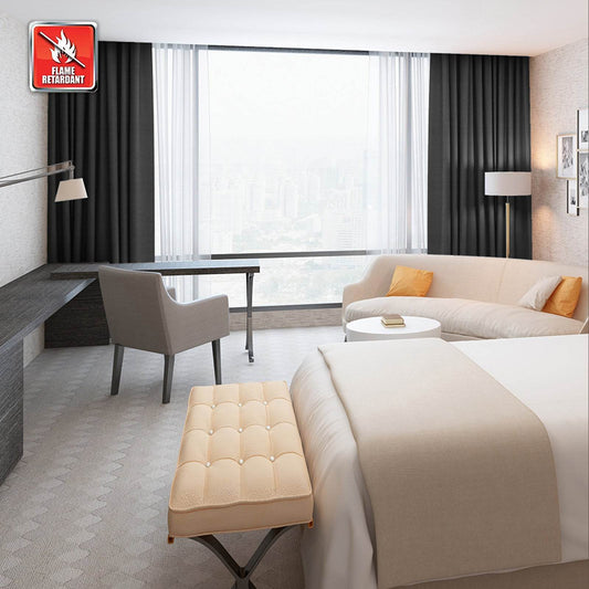 Regal Flame Retardant Fire Resistant Curtains Thermal Insulated Blackout for Office, Hotel, School Grommet - Cololeaf