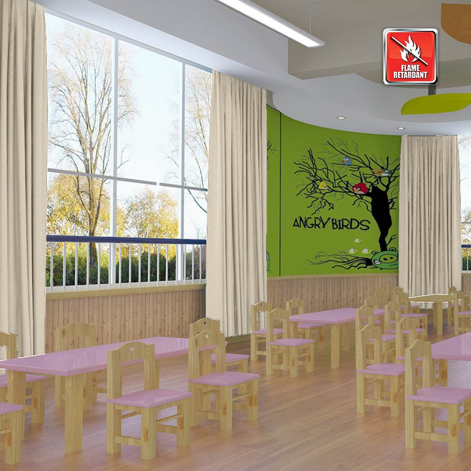 Regal Flame Retardant Fire Resistant Curtains Thermal Insulated Blackout for Office, Hotel, School Grommet - Cololeaf