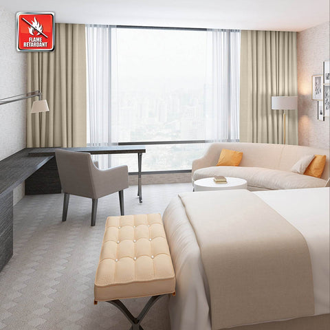 Regal Flame Retardant Fire Resistant Curtains Thermal Insulated Blackout for Office, Hotel, School Grommet - Cololeaf