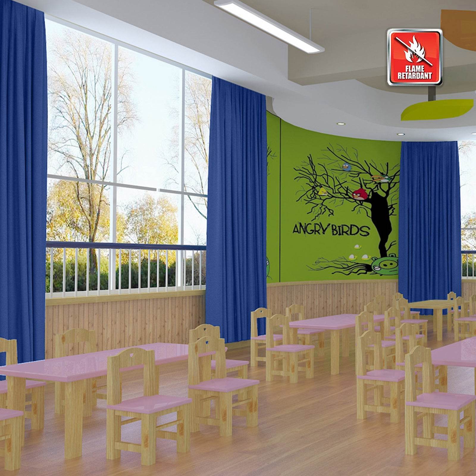 Regal Flame Retardant Fire Resistant Curtains Thermal Insulated Blackout for Office, Hotel, School Grommet - Cololeaf