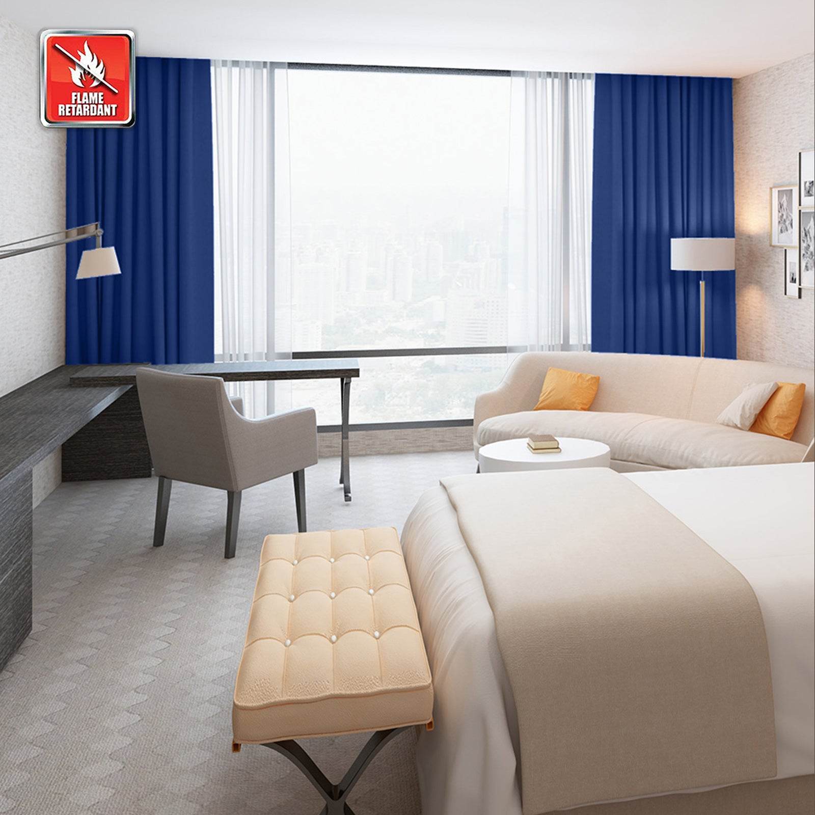 Regal Flame Retardant Fire Resistant Curtains Thermal Insulated Blackout for Office, Hotel, School Grommet - Cololeaf