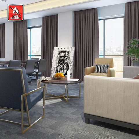 Regal Flame Retardant Fire Resistant Curtains Thermal Insulated Blackout for Office, Hotel, School Grommet - Cololeaf