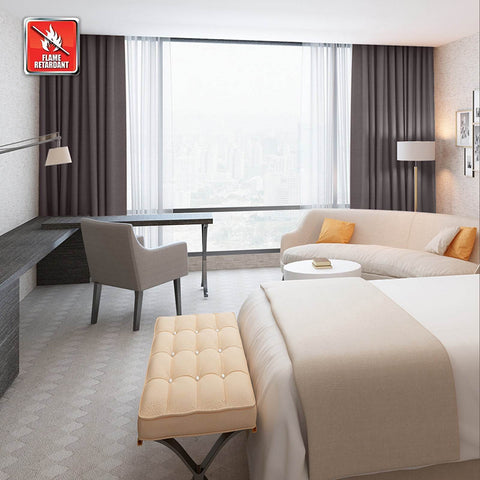 Regal Flame Retardant Fire Resistant Curtains Thermal Insulated Blackout for Office, Hotel, School Grommet - Cololeaf