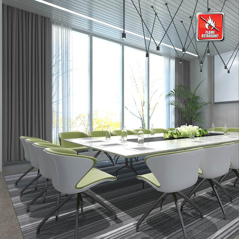 Regal Flame Retardant Fire Resistant Curtains Thermal Insulated Blackout for Office, Hotel, School Grommet - Cololeaf