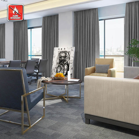 Regal Flame Retardant Fire Resistant Curtains Thermal Insulated Blackout for Office, Hotel, School Grommet - Cololeaf