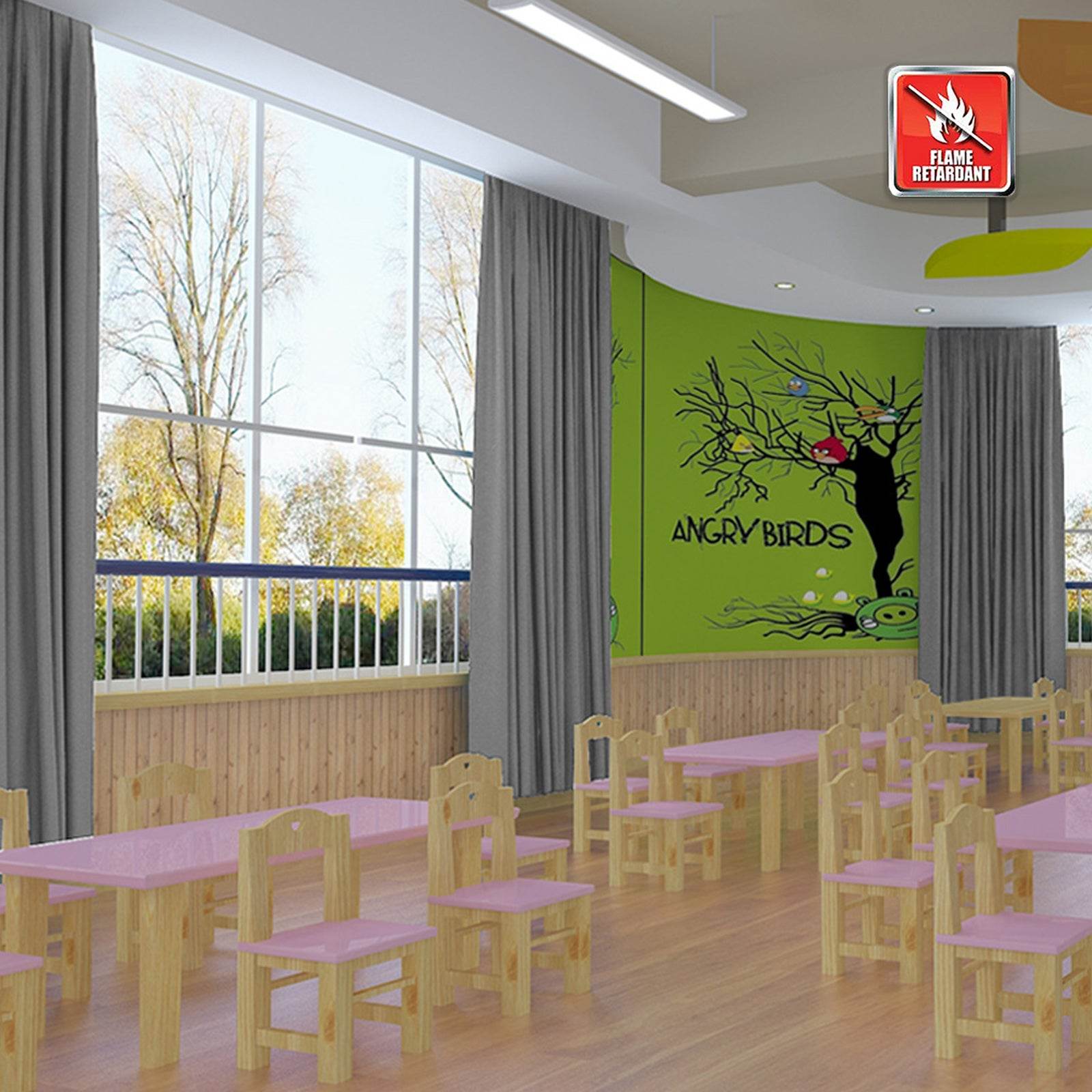 Regal Flame Retardant Fire Resistant Curtains Thermal Insulated Blackout for Office, Hotel, School Grommet - Cololeaf
