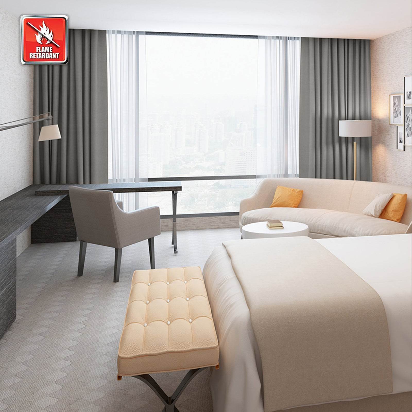 Regal Flame Retardant Fire Resistant Curtains Thermal Insulated Blackout for Office, Hotel, School Grommet - Cololeaf
