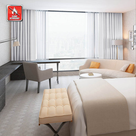 Regal Flame Retardant Fire Resistant Curtains Thermal Insulated Blackout for Office, Hotel, School Grommet - Cololeaf