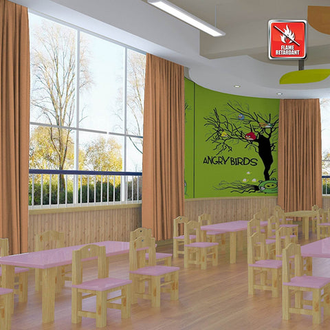 Regal Flame Retardant Fire Resistant Curtains Thermal Insulated Blackout for Office, Hotel, School Grommet - Cololeaf