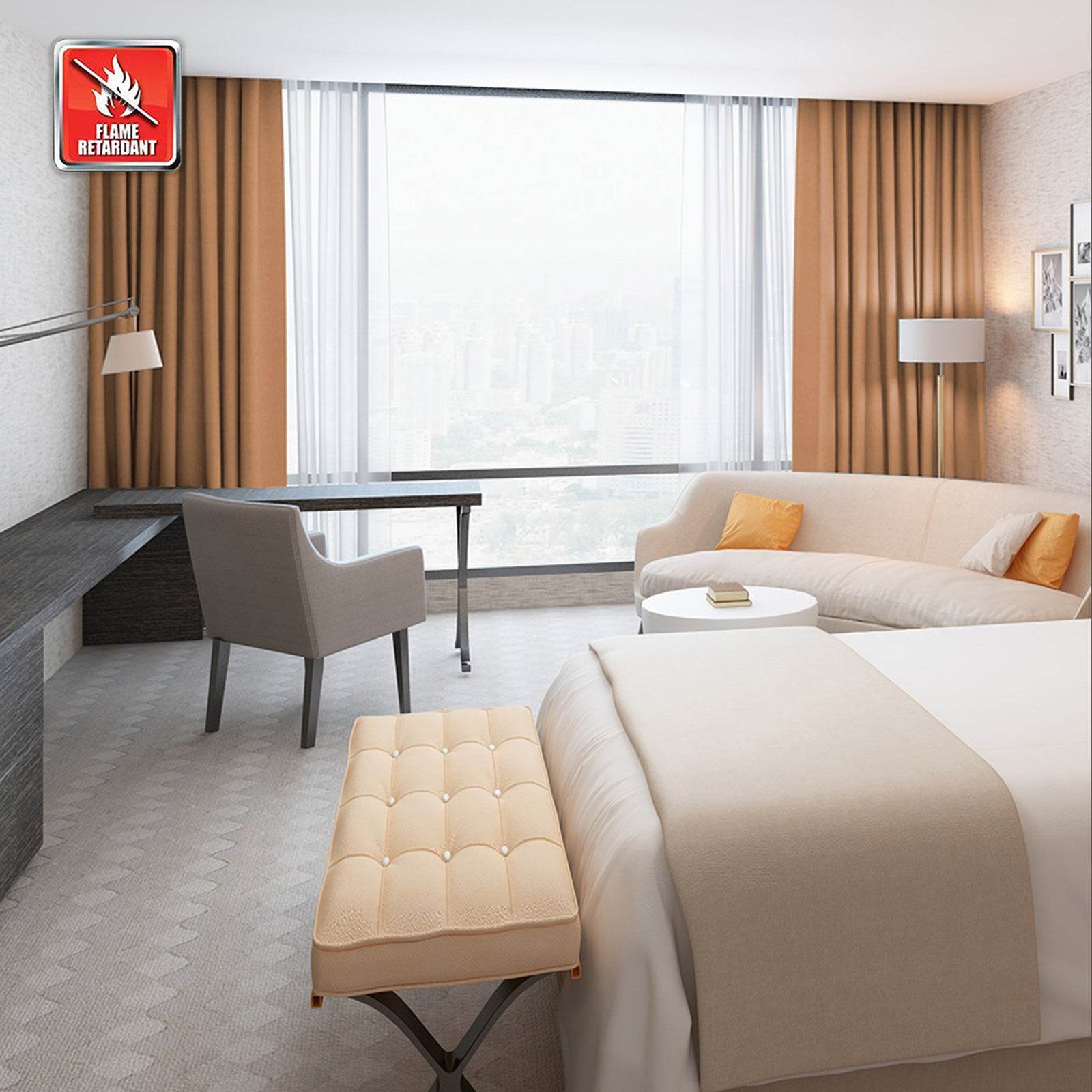 Regal Flame Retardant Fire Resistant Curtains Thermal Insulated Blackout for Office, Hotel, School Grommet - Cololeaf