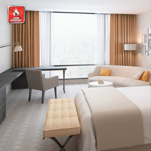 Regal Flame Retardant Fire Resistant Curtains Thermal Insulated Blackout for Office, Hotel, School Grommet - Cololeaf