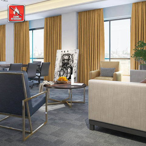 Regal Flame Retardant Fire Resistant Curtains Thermal Insulated Blackout for Office, Hotel, School Grommet - Cololeaf