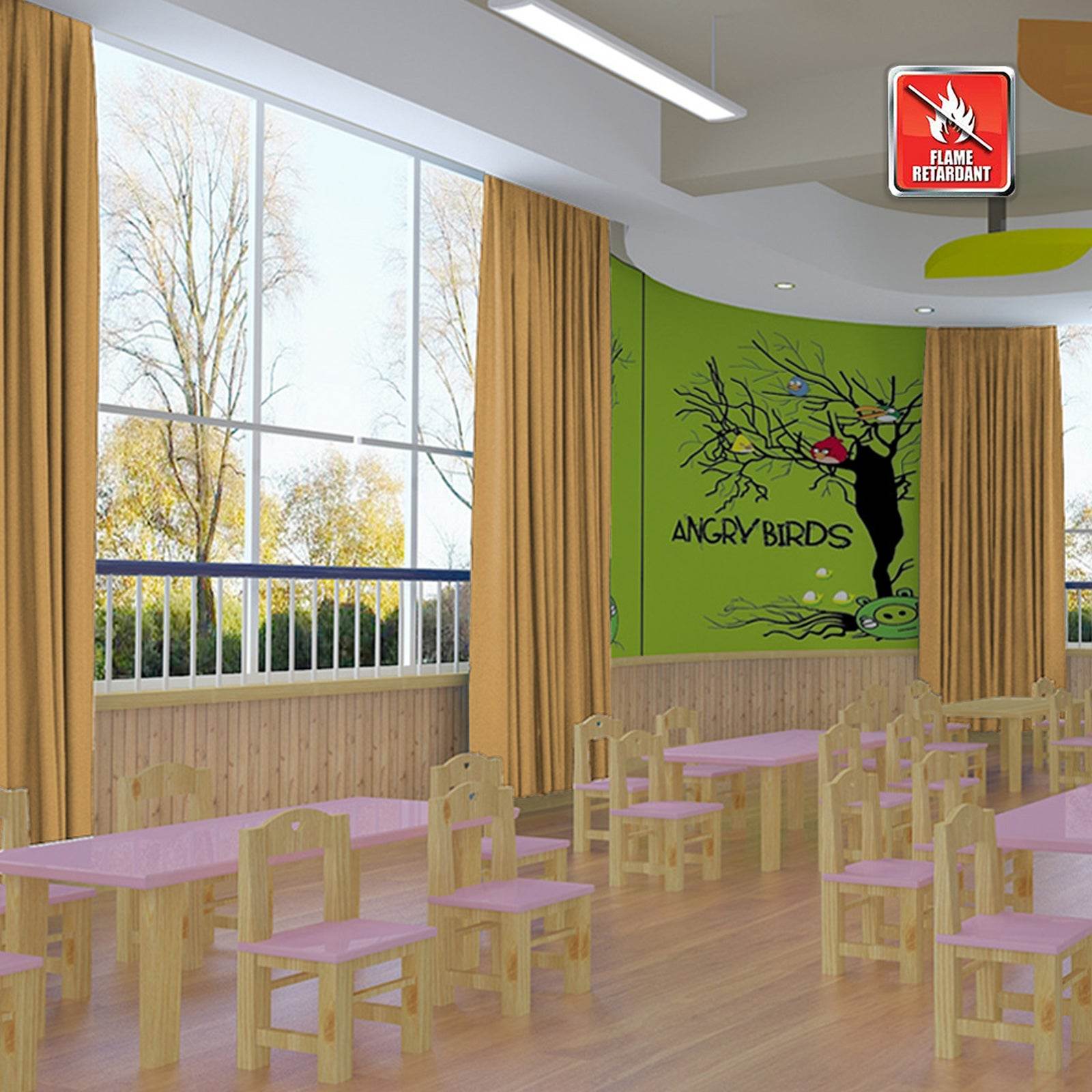 Regal Flame Retardant Fire Resistant Curtains Thermal Insulated Blackout for Office, Hotel, School Grommet - Cololeaf